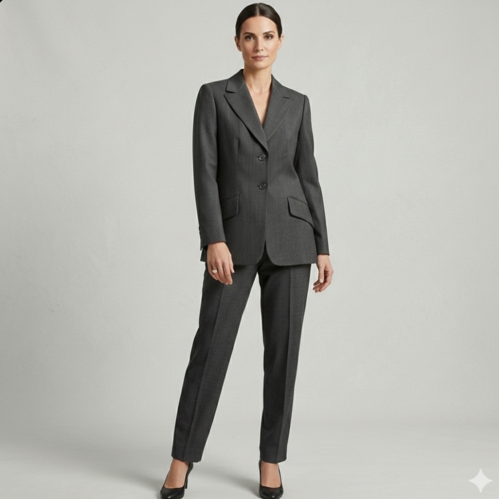 Escada Blazer Jacket Women 42 US 12 Gray 100% Pure New Wool Preppy Classic Work